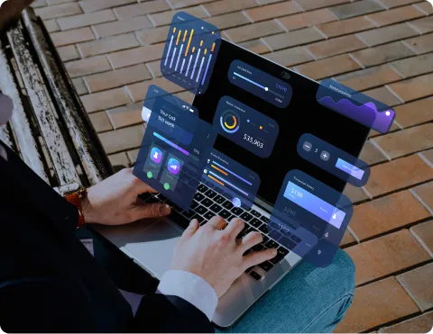 Interface de tableau de bord sur un ordinateur portable